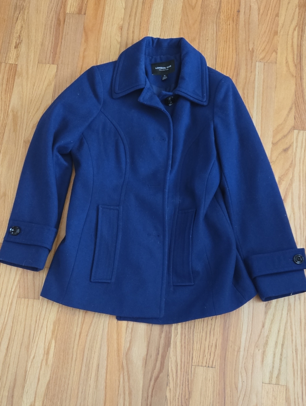 London Fog Women's Deep Blue Wool coat, Size Medium